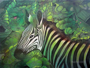 Indian Painting - zebra in nature India